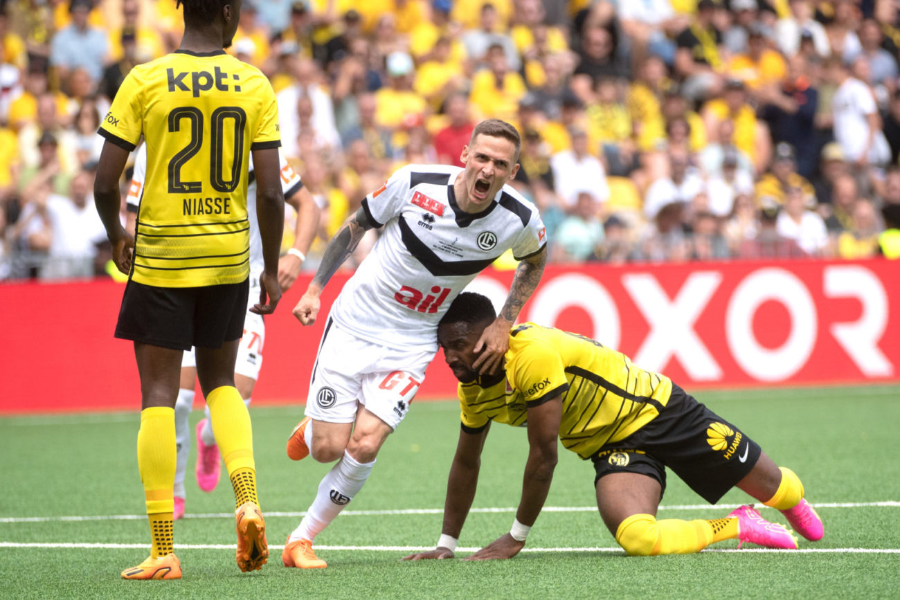 Berna: Calcio, Finale Coppa Svizzera 2023, BSC Young Boys - FC Lugano. Nella foto,Mattia Bottani esulta dopo il goal del provvisorio 2 a 1
© Ti-Press / Samuel Golay