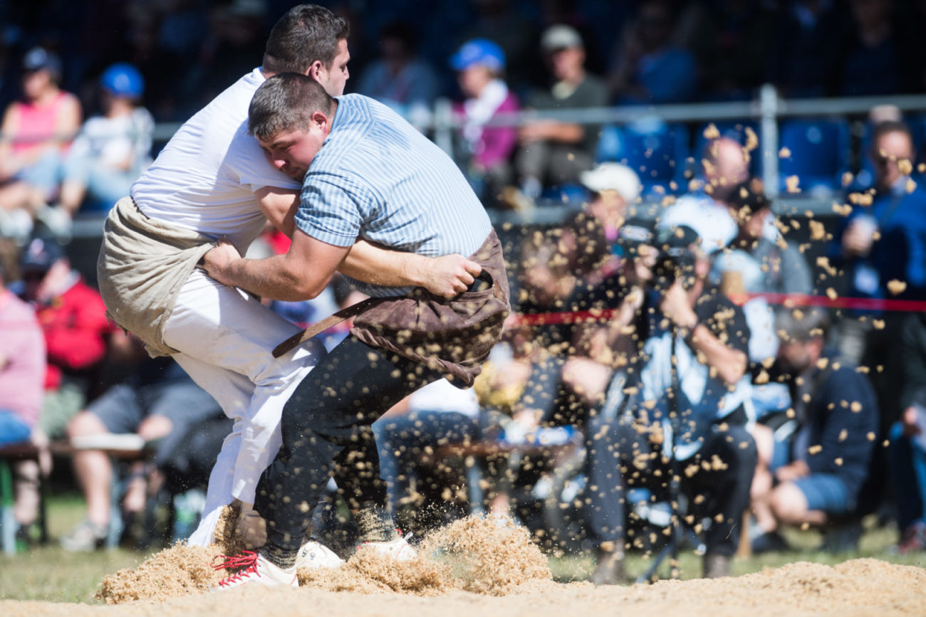 Cadenazzo: 1a festa cantonale ticinese di lotta svizzera. Nella foto un momento durante le competizioni di lotta svizzera, a Cadenazzo per la 1a festa cantonale ticinese di lotta svizzera.
© Ti-Press / Alessandro Crinari